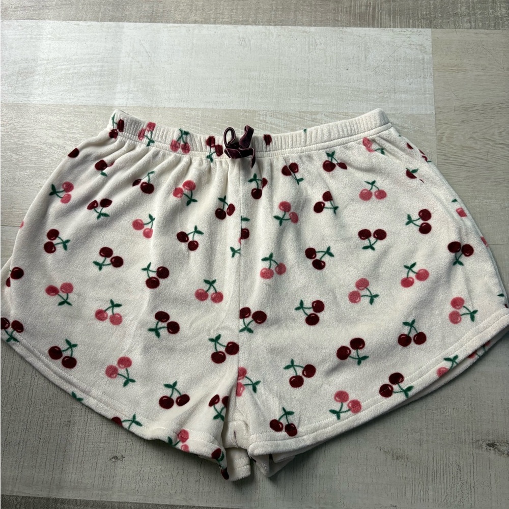 Cherry Print Fleece Shorts
